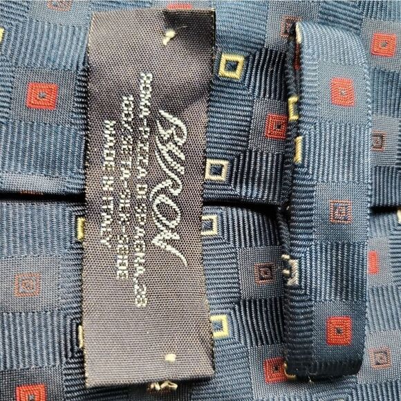 Byron navy blue 100% silk tie - Picture 4 of 8